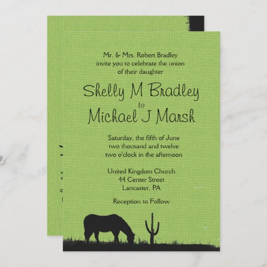 Westerne uitnodiging voor groene bruiloft (Voorkant / Achterkant)