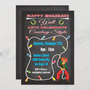 Westerne uitnodiging voor kerstfeestdagen van Cowb