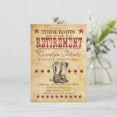 Westerne Uitnodiging voor Pensioen – Cowboy Boots  (Staand voorkant)