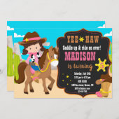 Westerne uitnodiging voor verjaardagsuitnodiging v (Voorkant / Achterkant)