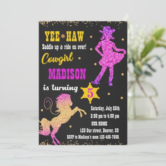 Westerne uitnodiging voor verjaardagsuitnodiging v (Staand voorkant)