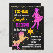 Westerne uitnodiging voor verjaardagsuitnodiging v (Voorkant / Achterkant)