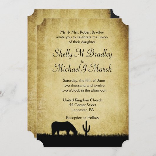 Westerne uitnodiging voor weddenschappen (Voorkant / Achterkant)