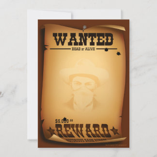 Westerne uitnodigingen Gezocht Poster Stationery
