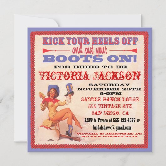 Westerne uitnodigingen van Cowgirl Vrijgezellenfee (Voorkant)
