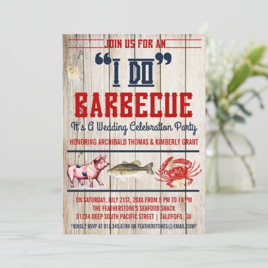 Westerne uitnodigingen van de Barbecue Wedding Par (Staand voorkant)