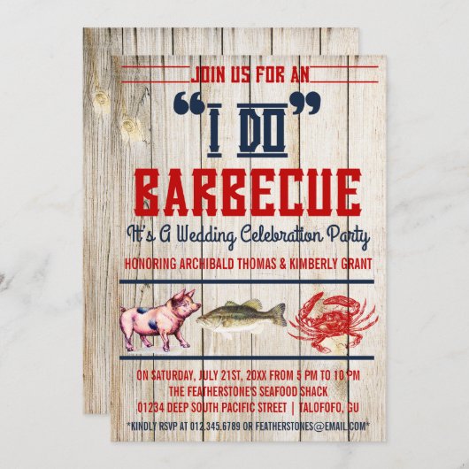 Westerne uitnodigingen van de Barbecue Wedding Par (Voorkant / Achterkant)