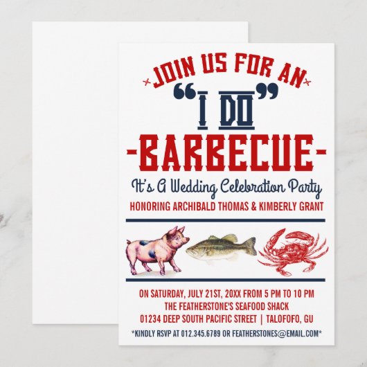 Westerne uitnodigingen van de Barbecue Wedding Par (Voorkant / Achterkant)