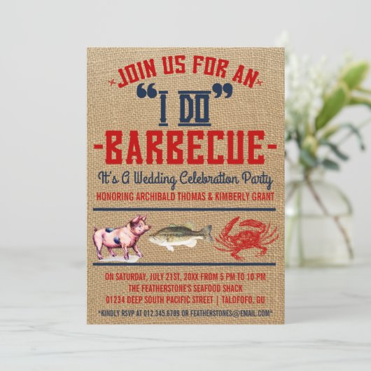 Westerne uitnodigingen van de Barbecue Wedding Par (Staand voorkant)