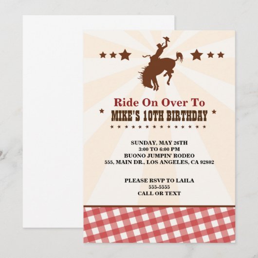 Westerne uitnodigingen voor kinderen van Birthday  (Voorkant / Achterkant)