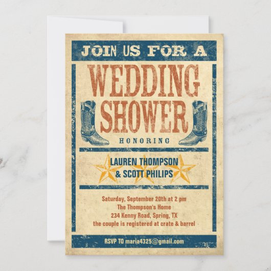 Westerne uitnodigingen voor weduwenschoenen (Voorkant)