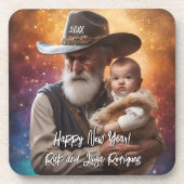 Westerne Vader Tijd en Baby Nieuwjaar Bier Onderzetter (Voorkant)
