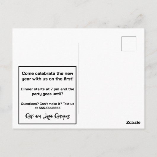 Westerne Vader Tijd en Baby Nieuwjaar Briefkaart (Achterkant)