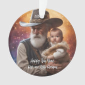 Westerne Vader Tijd en Baby Nieuwjaar Ornament (voorkant)