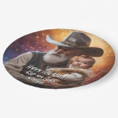 Westerne Vader Tijd en Baby Nieuwjaar Papieren Bordje (Gekanteld)