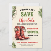 Westerne Vakantie Hoedown, Kerst Country Cowboy Save The Date (Voorkant)