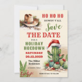 Westerne vakantie Hoedown, Santa Hat Cowboy Party Save The Date (Voorkant)