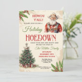 Westerne Vakantie Hoedown Uitnodigen, Cowboy Santa Kaart (Staand voorkant)
