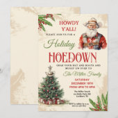 Westerne Vakantie Hoedown Uitnodigen, Cowboy Santa Kaart (Voorkant / Achterkant)