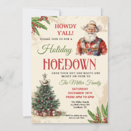 Westerne Vakantie Hoedown Uitnodigen, Cowboy Santa Kaart