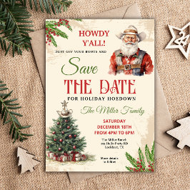 Westerne Vakantie Hoedown Uitnodigen, Cowboy Santa Save The Date