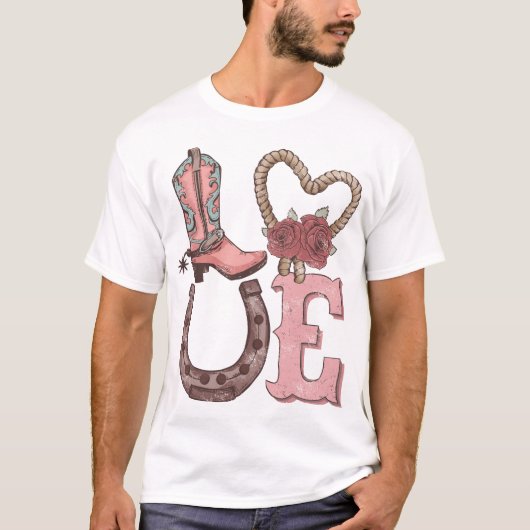 Westerne Valentijnsdag Liefde T-shirt (Voorkant)