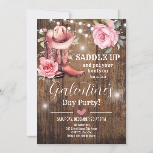 Westerne Valentijnsdag van de partij van Galentine Kaart (Voorkant)