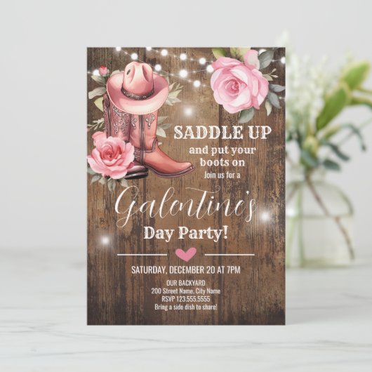 Westerne Valentijnsdag van de partij van Galentine Kaart (Staand voorkant)