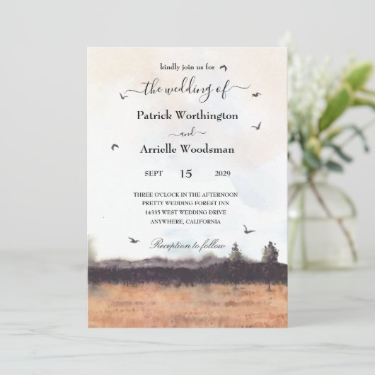 westerne veldbruiloft kaart (Staand voorkant)