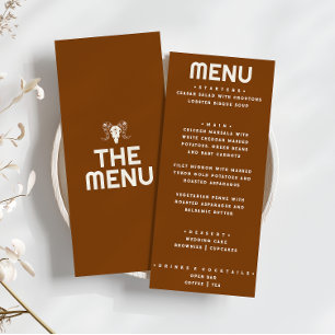 Westerne verbrande Oranje Bull Skull Modern Weddin Menu