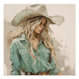 Westerne verfkwast: Cowgirl Wall Art Perfect Poster