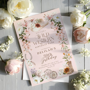 Westerne Verjaardag Bash Waterverf Floral Cowgirl Kaart