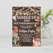 Westerne Verjaardag Cowboy Boots Verjaardagsfeest Kaart (Staand voorkant)