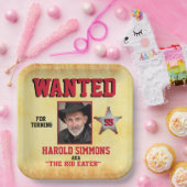 Westerne verjaardag gezocht papieren bordje (Feest)