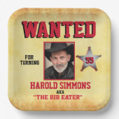 Westerne verjaardag gezocht papieren bordje (Voorkant)