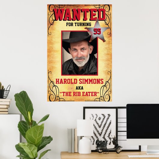 Westerne Verjaardag Gezocht Poster (Thuiskantoor)