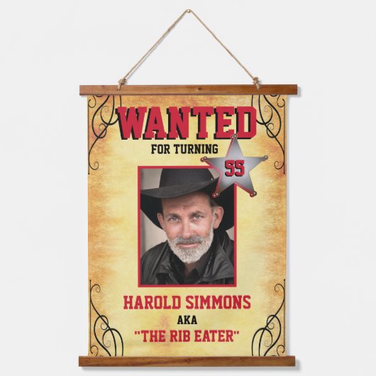 Westerne Verjaardag Gezocht Poster Hangend Wandkleed (Voorkant)