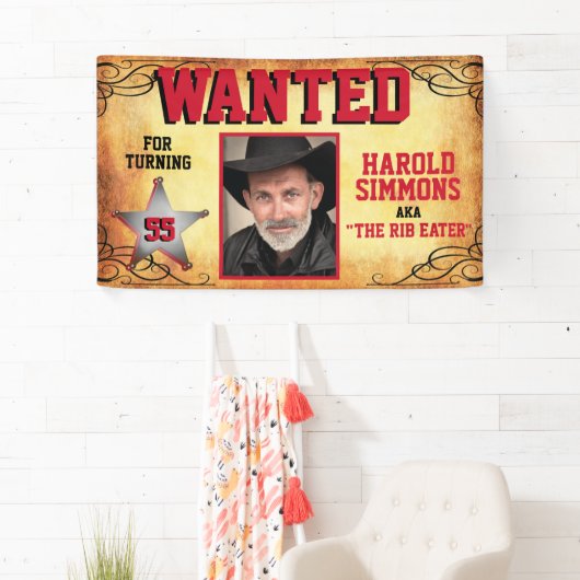 Westerne verjaardag gezocht spandoek (Insitu)