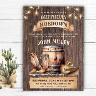 Westerne Verjaardag Hoedown Cowboy Landlaarzen Kaart