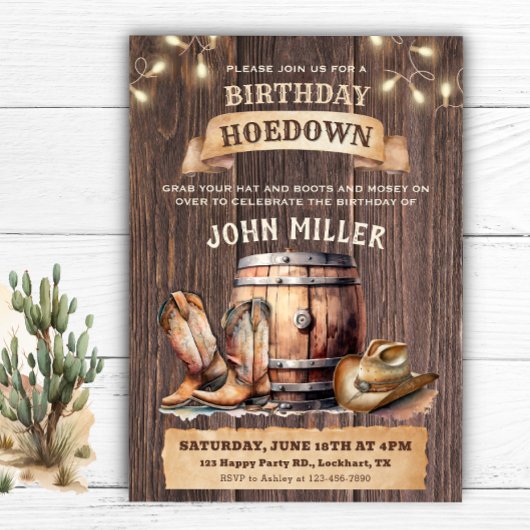 Westerne Verjaardag Hoedown Cowboy Landlaarzen Kaart