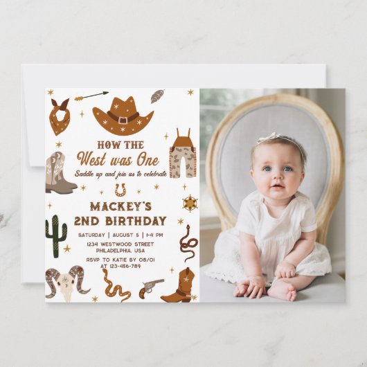 Westerne Verjaardags Rustiek 1e Verjaardagsfeestfo Kaart (Voorkant)