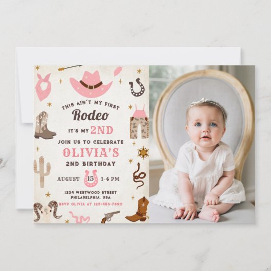 Westerne Verjaardags Rustiek 2e Verjaardagsfeestfo Kaart (Voorkant)