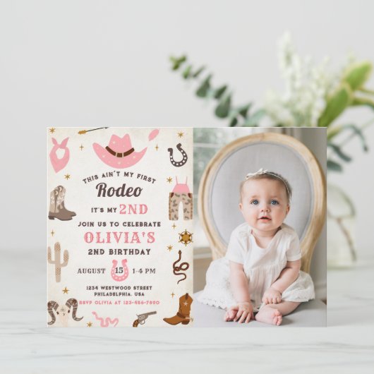 Westerne Verjaardags Rustiek 2e Verjaardagsfeestfo Kaart (Staand voorkant)
