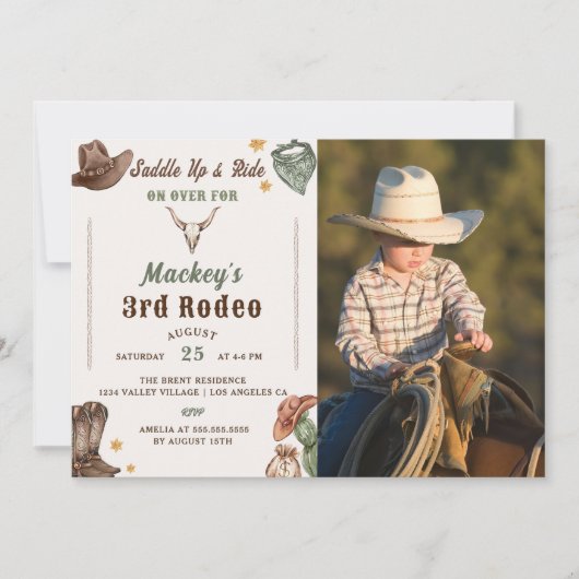 Westerne Verjaardags Rustiek 3e Verjaardagsfeestfo Kaart (Voorkant)