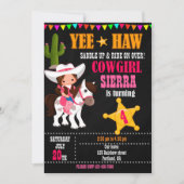 Westerne verjaardagsfeestdag van Cowgirl Kaart (Voorkant)