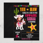 Westerne verjaardagsfeestdag van Cowgirl Kaart (Voorkant / Achterkant)