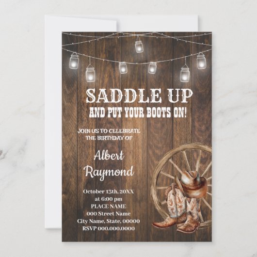 Westerne verjaardagslaarzen kaart (Voorkant)