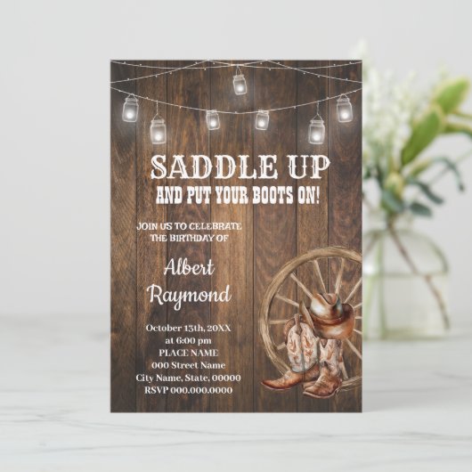 Westerne verjaardagslaarzen kaart (Staand voorkant)