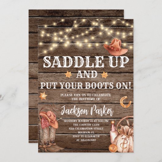 Westerne verjaardagslaarzen Verjaardagsfeestje Kaart (Voorkant / Achterkant)