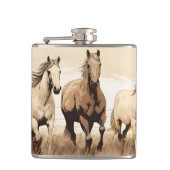 Westerne Vibes! Horses. Bewerkbare mannen Heupfles (Voorkant)